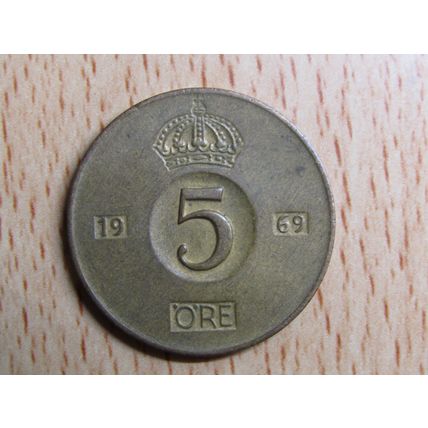 Sweden 1969 5 Ore Coin