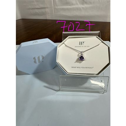 NIB Bomb Party Necklace NK51750 Timeless In Details Lav Topaz CZ 18" Rhodium P