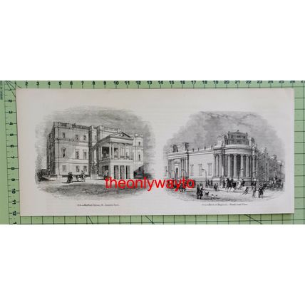 Stafford House, St James Park & Bank Of England NE View, Book Illustration, 1850