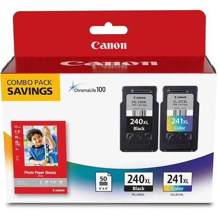 Canon PG-240 XL / CL-241 XL Genuine Ink Value Pack (2 Cartridges) with 50-Sheet