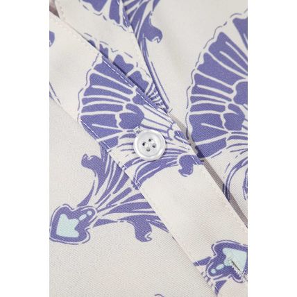 Sky Blue Printed Shirt Collar Half Button A-line Mini Dress