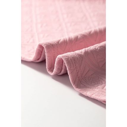 Light Pink Pearl Embellished Flower Textured T Shirt