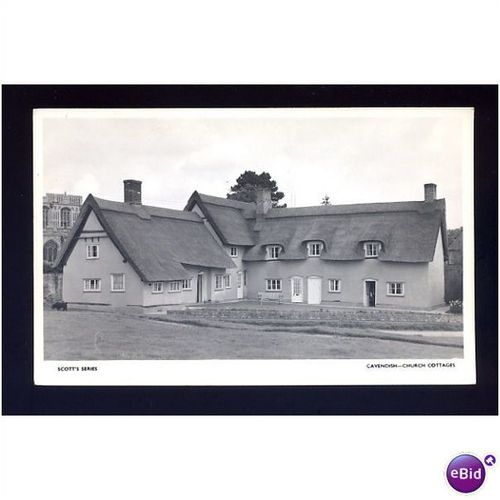Suffolk CAVENDISH Church Cottages Postcard by Scott