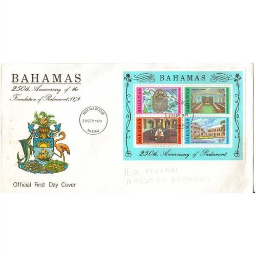 BAHAMAS 1979 250TH ANN OF PARLIAMENT MINISHEET MS549 OFFICIAL FIRST DAY COVER