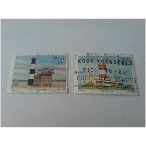 SOUTH AFRICA 1988 LIGHTHOUSES pair USED