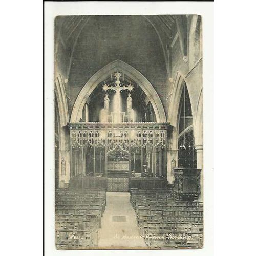 Sussex WORTHING St Andrew's Church Interior Postcard by Wyndham (W8982)