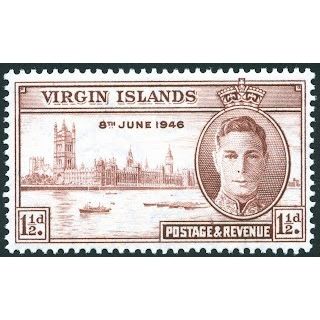British Virgin KGVI 1946 Victory 1½d Brown Unmounted Mint NHM SG 122 Sc 88 stamp