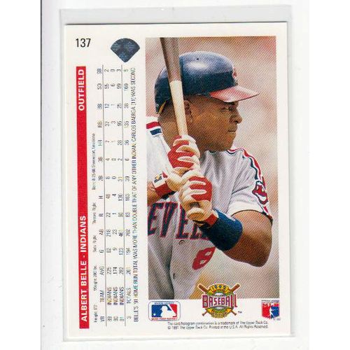 1992 Upper Deck Albert Belle baseball card 137 -Indians