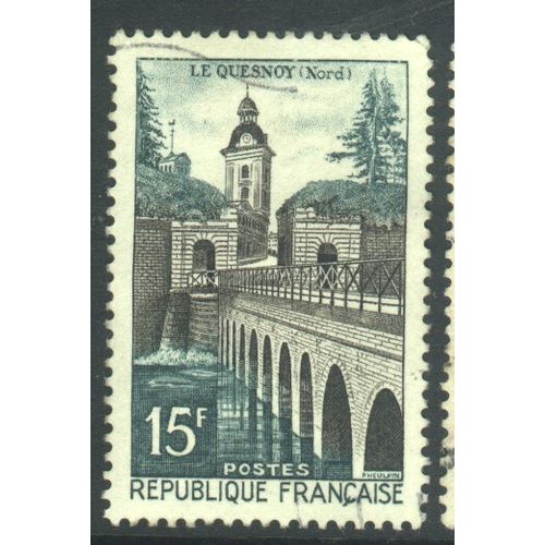 France 1957 - SG1335 - 15f black & Green - Le Quesnoy - used