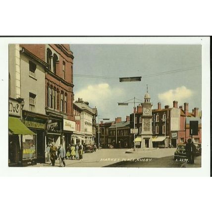 Warwickshire RUGBY Market Place Postcard (Valentine L.2299)