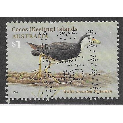 CKI 2008 $1.00 'BIRDS -'WHITE BREASTED WATERHEN ' FINE USED (EBID70-961)