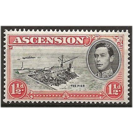 Ascension Island 1938 SG40 1 1/2d Black & Vermillion Mounted Mint .. ..