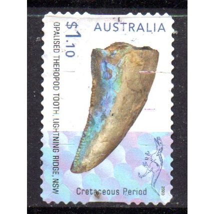 AUSTRALIA: 2020, OPALISED THEROPOD TOOTH, USED SELF-ADHESIVE STAMP. 477/507