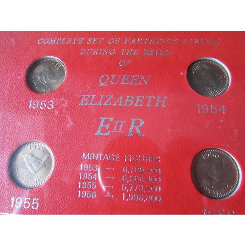 1953-1956 COMPLETE SET OF FARTHINGS STRUCK DURING THE REIGN QUEEN ELIZABETH II L