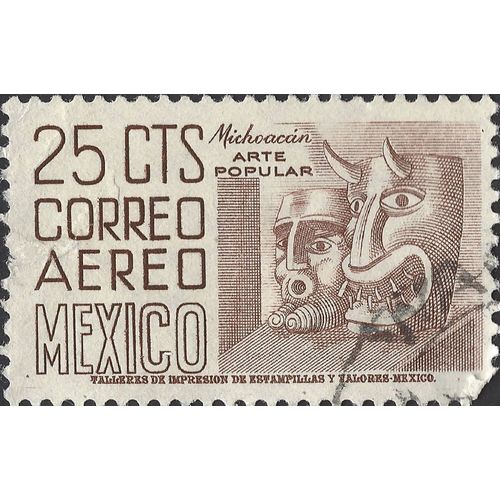 MEXICO, Michoaccin Masks, violet-brown 1950, 25c