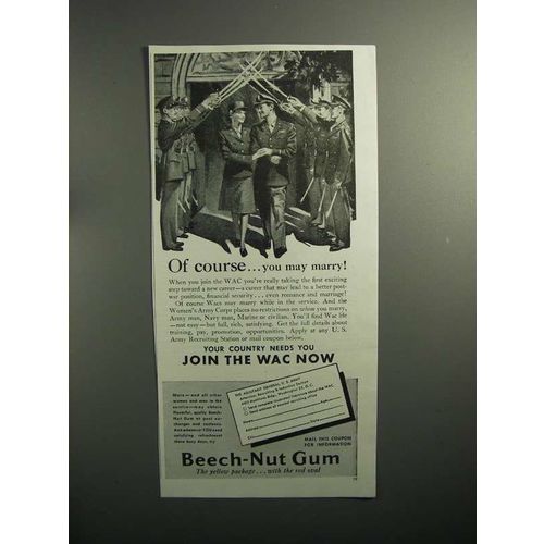 1944 WWII Beech-Nut Gum Ad - Join the WAC Now