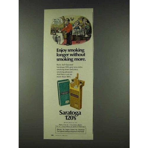 1978 Saratoga 120's Cigarettes Ad - Enjoy Smoking Longer