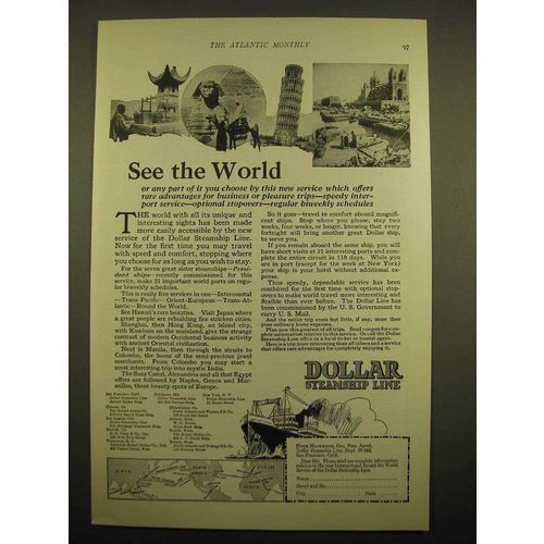 1924 Dollar Steamship Line Ad - See the world