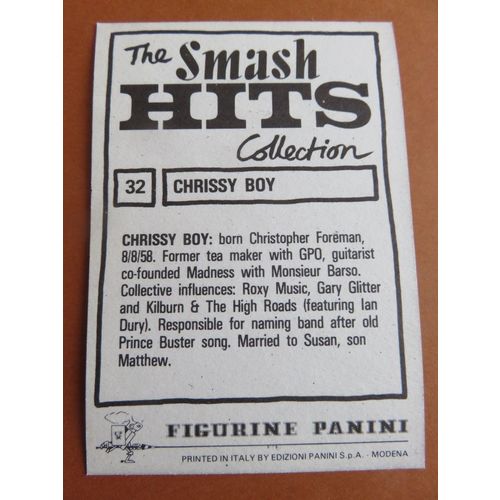 Smash Hits 1984 Panini Sticker No 32 Chrissy Boy