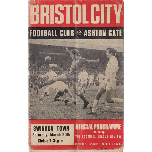 BRISTOL CITY v SWINDON TOWN football programme March 20th, 1971 division 2 =
