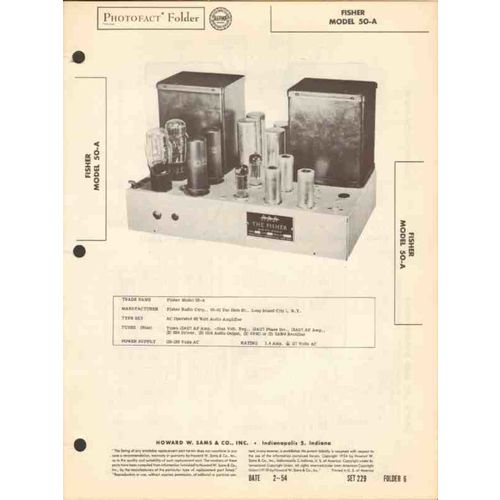 FISHER model 50-A 9 tube 40 watt audio amplifier Sams Photofact manual