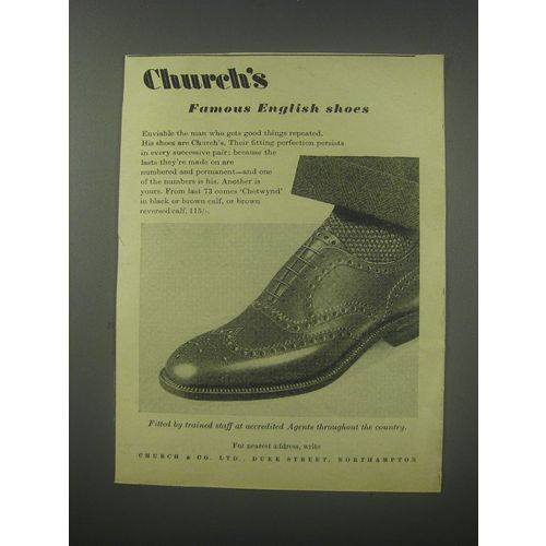 1954 Church's Chetwynd Shoes Ad - Church's famous English Shoes