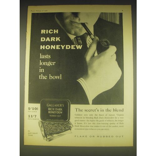 1962 Gallaher's Rich Dark Honeydew Tobacco Advertisement