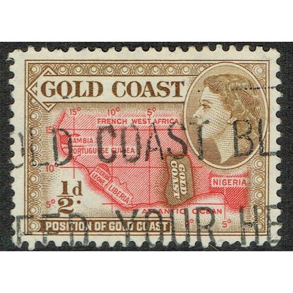 Gold Coast 1952 Definitive Issue ½d Yellow Brown and Scarlet SG153 GU