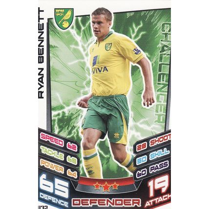 Match Attax Extra 2012/2013 U32 Ryan Bennett Norwich City