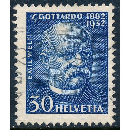 Switzerland Zumstein 193/Scott 218, 30c blue Emil Welti, F+ Used stamp