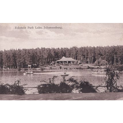 Boat On Eckstein Park Lake Johannesburg South Africa Old Postcard