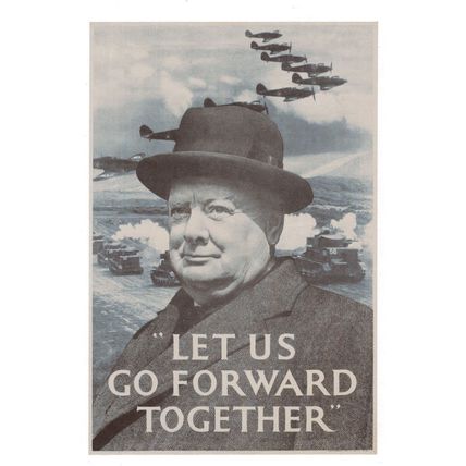 Let Us Go Forward Together Winston Churchill WW2 Poster Postcard