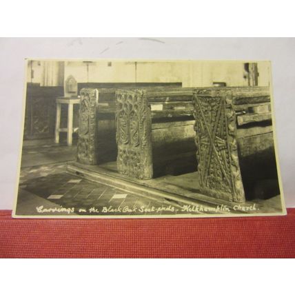WOOD CARVINGS, KILKHAMPTON, CORNWALL unused vintage postcard /
