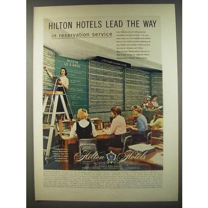 1956 Hilton Hotels Ad - Hilton Hotels lead the way in reservation service