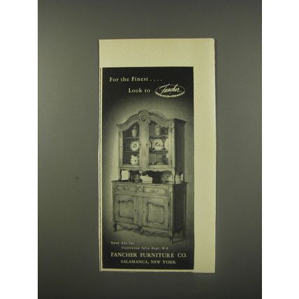 1956 Fancher Furniture Ad - For the finest.. look to Fancher