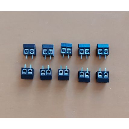 10 x 2 Way 10A Black Interlocking PCB Screw Terminal Block (Pack of 10)