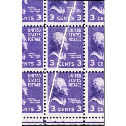 807, Mint NH 3¢ Sheet With Pre Printing Paper Fold Error * Stuart Katz