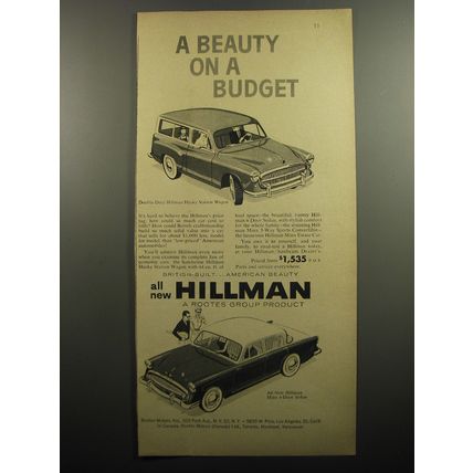 1957 Hillman Husky Station Wagon and Minx 4-Door Sedan Ad - A Beauty on a Budget