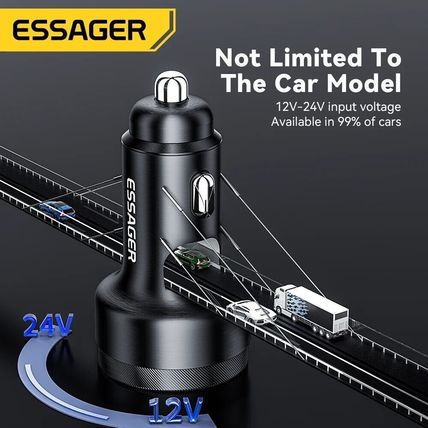 Essager Digital Fast Car Charger 105W Made for MacBook Lenovo Truck Lorry 12-24V