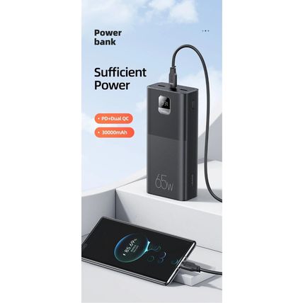 USAMS 65W Power Bank 30000mA Portable Battery Charger For iPhone Laptop Tablet