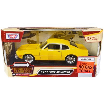 1974 Ford Maverick Yellow "Forgotten Classics" Series 1/24 Diecast Model Car ...