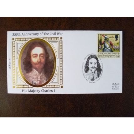1992 GB Civil War set Benham silk covers Cromwell Charles I special handstamps