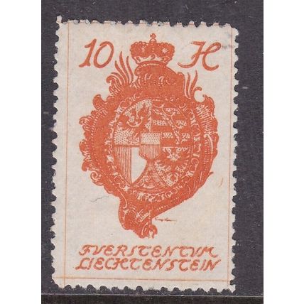Liechtenstein 1920 Coat of Arms 10h Mint Never Hung SG 29 VGC