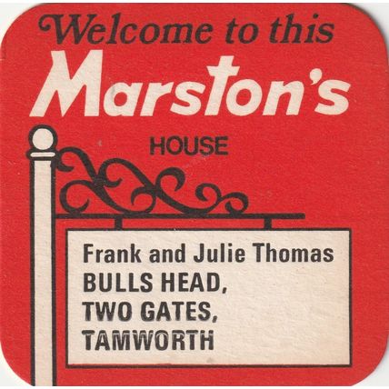 BEER MAT - MARSTONS BREWERY - BULLS HEAD, TAMWORTH - (Cat No 113) - (1979)