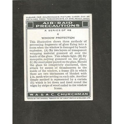 Churchman Air Raid Precautions 1938 #4 Window Protection