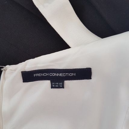 FRENCH CONNECTION Black & White Slimming Panels Dress Size 16 UK