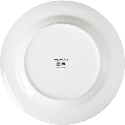 Amazon Basics 16-Piece Porcelain Kitchen Dinnerware Set with Plates, Bowls and M