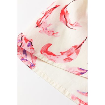 White Floral Print Lace up V Neck Balloon Sleeve Plus Size Shift Mini Dress