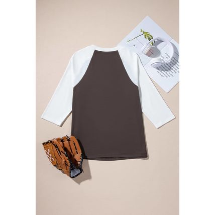 Brown Western Yeehaw Graphic Vintage Raglan Long Sleeve Top