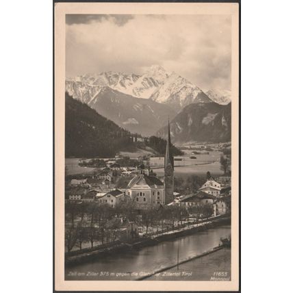 Zell am Ziller gegen die Gletscher Zillertal, Tirol, c.1930 - Monopol Foto-AK